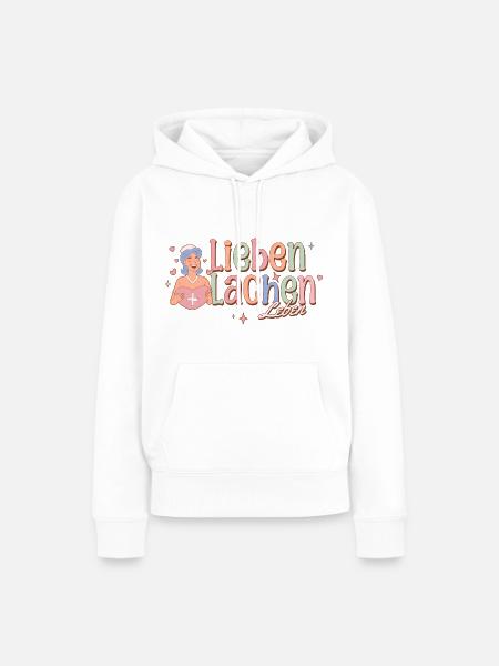 Lieben Lachen Leben - Frauen Premium Bio Hoodie - Weiß