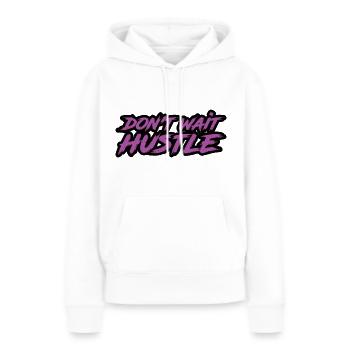N’attendez pas Hustle - Sweat à capuche Premium bio Femme - blanc - Devant - Julia (174cm)
