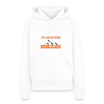 0% d’émission 100% d’émotion - Sweat à capuche Premium bio Femme - blanc - Devant - Julia (174cm)