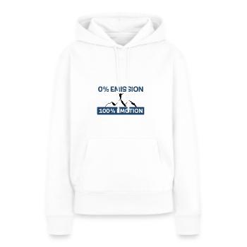 0% d’émission 100% d’émotion - Sweat à capuche Premium bio Femme - blanc - Devant - Julia (174cm)