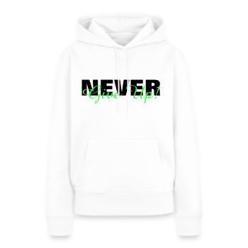 NE JAMAIS ABANDONNER - MOTIVATION - SLOGAN - PERSÉVÉRANCE - Sweat à capuche Premium bio Femme - blanc - Devant - Julia (174cm)