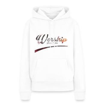 culte - Sweat à capuche Premium bio Femme - blanc - Devant - Julia (174cm)