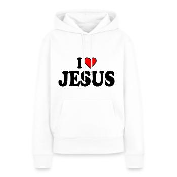 I love jesus - Frauen Premium Bio Hoodie - Weiß - Vorne - Julia (174cm)