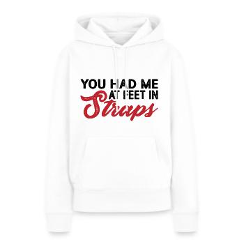 Tu m’avais aux pieds dans les sangles 8 - Sweat à capuche Premium bio Femme - blanc - Devant - Julia (174cm)