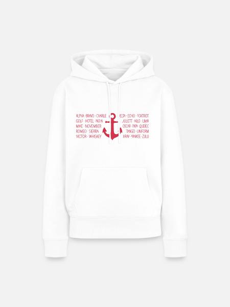 NATO-Alphabet Seefunk mit Anker rot - Frauen Premium Bio Hoodie - Weiß