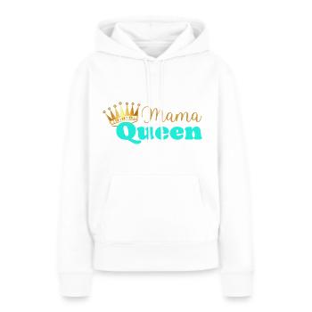 Mama queen - maman reine - cadeau fête des mères - Sweat à capuche Premium bio Femme - blanc - Devant - Julia (174cm)