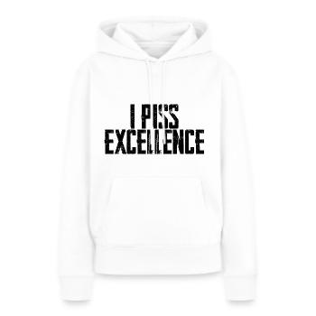 I Piss Excellence - Sweat à capuche Premium bio Femme - blanc - Devant - Julia (174cm)