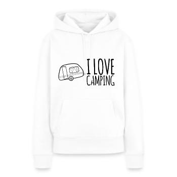 Jeg elsker camping - Dame Premium hoodie, økologisk bomuld - hvid - Foran - Julia (174cm)