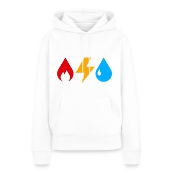 Gaz Électricité Eau - Sweat à capuche Premium bio Femme - blanc - Devant - Julia (174cm)
