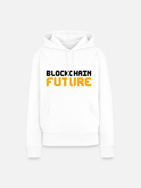 Blockchain Pixel Kryptowährung Bitcoin - Frauen Premium Bio Hoodie - Weiß