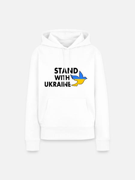 stand with ukraine - Frauen Premium Bio Hoodie - Weiß