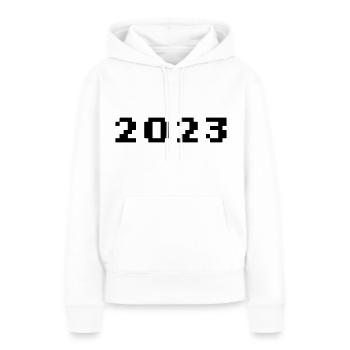 2023 - Jahr - Jahreswechsel - Frauen Premium Bio Hoodie - Weiß - Vorne - Julia (174cm)