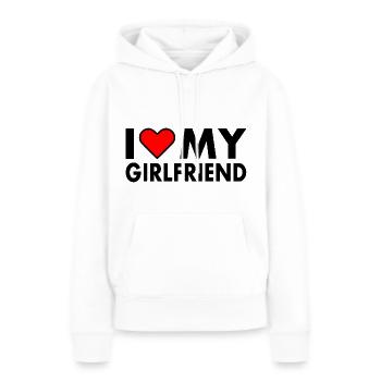 I love my girlfriend - Frauen Premium Bio Hoodie - Weiß - Vorne - Julia (174cm)