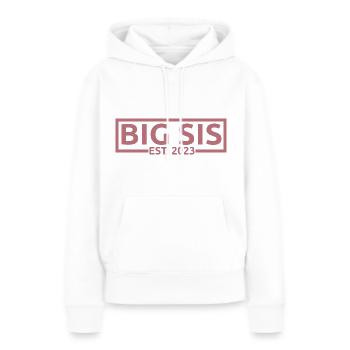 Big Sis Est. 2023 Schwangerschaft zur Big Sister befördert - Frauen Premium Bio Hoodie - Weiß - Vorne - Julia (174cm)