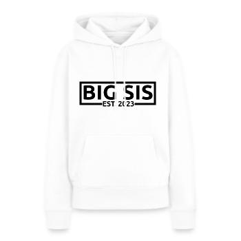 Big Sis Est. 2023 Grossesse promue à Big Sister - Sweat à capuche Premium bio Femme - blanc - Devant - Julia (174cm)