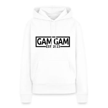 Gam Gam Est. 2023, Oma To Be, Schwangerschaft enthüllen - Frauen Premium Bio Hoodie - Weiß - Vorne - Julia (174cm)