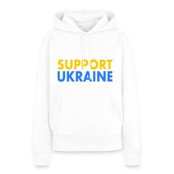 Support ukraine - Sweat à capuche Premium bio Femme - blanc - Devant - Julia (174cm)