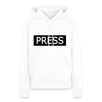 Press - Sweat à capuche Premium bio Femme - blanc - Devant - Julia (174cm)