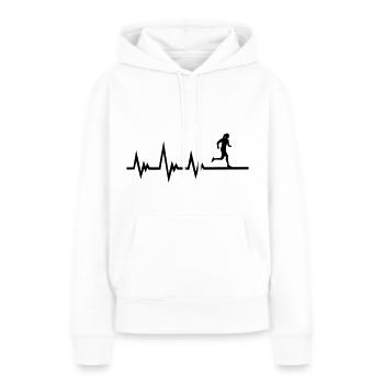 Laufen, Läuferin EKG Puls, Herzschlag - Frauen Premium Bio Hoodie - Weiß - Vorne - Julia (174cm)