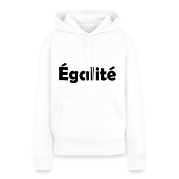 Egalite - Sweat à capuche Premium bio Femme - blanc - Devant - Julia (174cm)