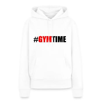 Gym - Sweat à capuche Premium bio Femme - blanc - Devant - Julia (174cm)