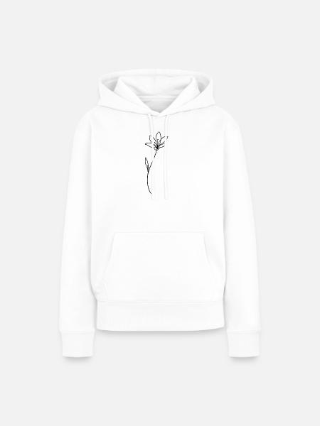 Botanische Linienblüte Minimal - Frauen Premium Bio Hoodie - Weiß