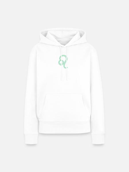 Löwen-Sternzeichen Pastellgrün - Frauen Premium Bio Hoodie - Weiß