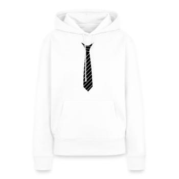 Cravate illusion - Sweat à capuche Premium bio Femme - blanc - Devant - Julia (174cm)