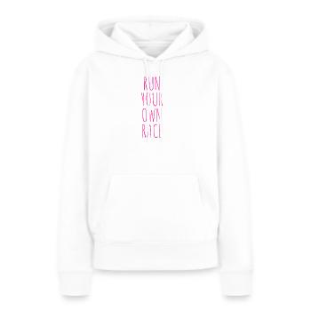 COUREZ VOTRE PROPRE COURSE - Sweat à capuche Premium bio Femme - blanc - Devant - Julia (174cm)