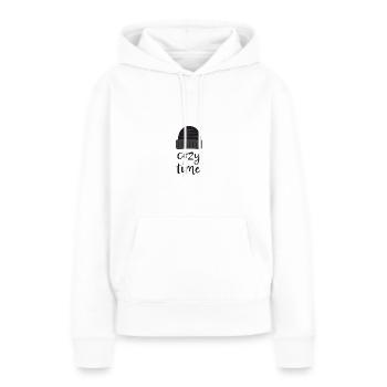 Temps confortable - Sweat à capuche Premium bio Femme - blanc - Devant - Julia (174cm)