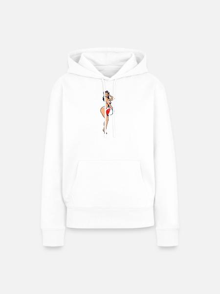 Pin-up-Strandball-Druck - Frauen Premium Bio Hoodie - Weiß