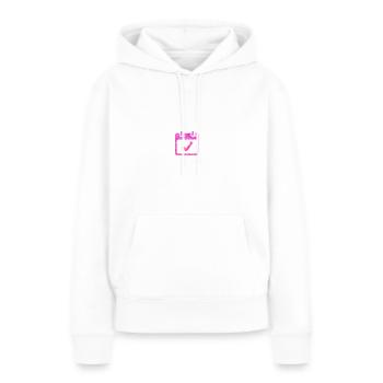 RÉSERVEZ LA DATE - Sweat à capuche Premium bio Femme - blanc - Devant - Julia (174cm)