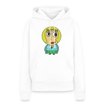 Rundkopf Frau Comicfigur blond Blondine Hübsch wtf - Frauen Premium Bio Hoodie - Weiß - Vorne - Julia (174cm)