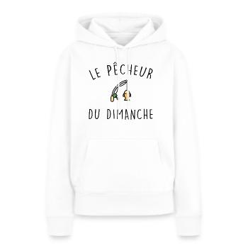 Le pêcheur du dimanche - Sweat à capuche Premium bio Femme - blanc - Devant - Julia (174cm)