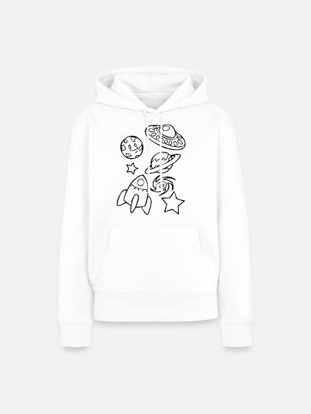 Weltraum Design - Frauen Premium Bio Hoodie - Weiß