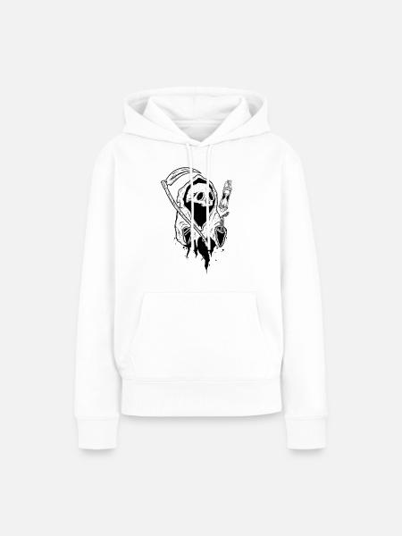 Skull Sanduhr mähen - Frauen Premium Bio Hoodie - Weiß