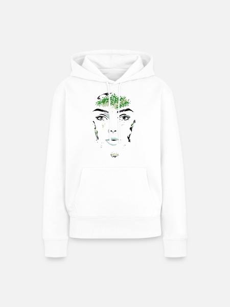Frauengesicht - Frauen Premium Bio Hoodie - Weiß