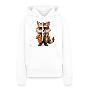 Der modische Waschbär-Designer - Frauen Premium Bio Hoodie - Weiß - Vorne - Julia (174cm)