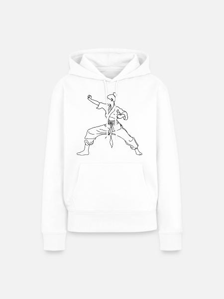 Karate Mädchen Line Art - Frauen Premium Bio Hoodie - Weiß