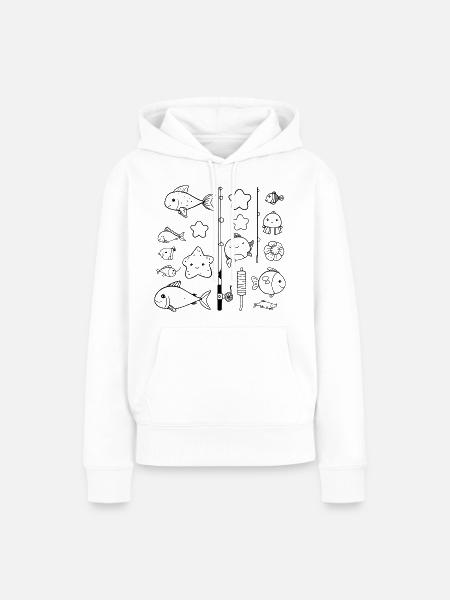 Fischen Comic Stil - Frauen Premium Bio Hoodie - Weiß