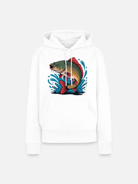 Springender Karpfen - Frauen Premium Bio Hoodie - Weiß