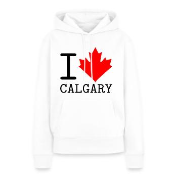 I Love Calgary, Alberta Canada Feuille d’érable - Sweat à capuche Premium bio Femme - blanc - Devant - Julia (174cm)