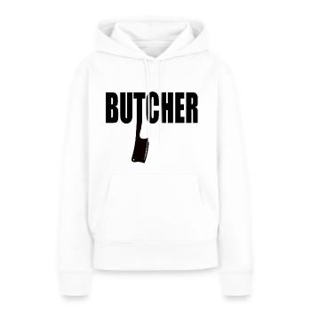 Boucher boucher boucher - Sweat à capuche Premium bio Femme - blanc - Devant - Julia (174cm)