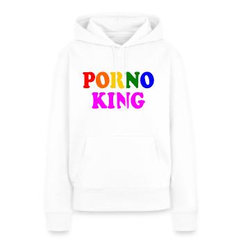 Porno king - Sweat à capuche Premium bio Femme - blanc - Devant - Julia (174cm)