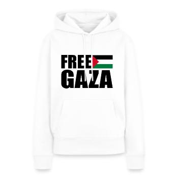 Free gaza - Sweat à capuche Premium bio Femme - blanc - Devant - Julia (174cm)