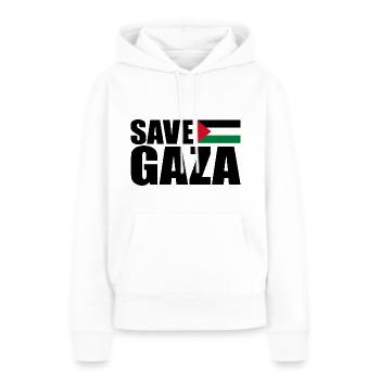 Save gaza - Sweat à capuche Premium bio Femme - blanc - Devant - Julia (174cm)