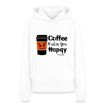 Le café vous rend heureux - Sweat à capuche Premium bio Femme - blanc - Devant - Julia (174cm)