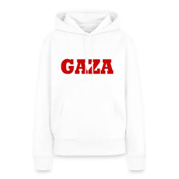 Gaza - Sweat à capuche Premium bio Femme - blanc - Devant - Julia (174cm)