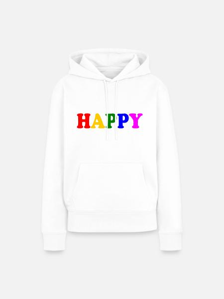 Happy - Frauen Premium Bio Hoodie - Weiß