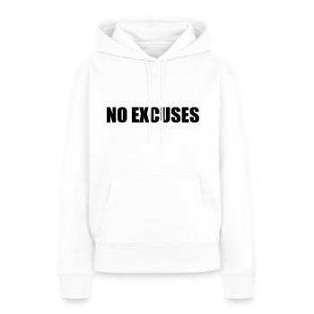 No excuses - Sweat à capuche Premium bio Femme - blanc - Devant - Julia (174cm)
